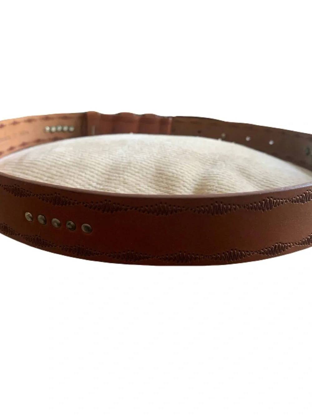 Olga Santini Womens Small Tan Brown Silver Tone Buckle Belt Western Boho Cowgirl